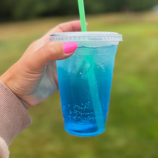 Pink layered lemonade energy drink